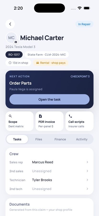 A claim on the iPhone app: RO-1017, the same checklist
